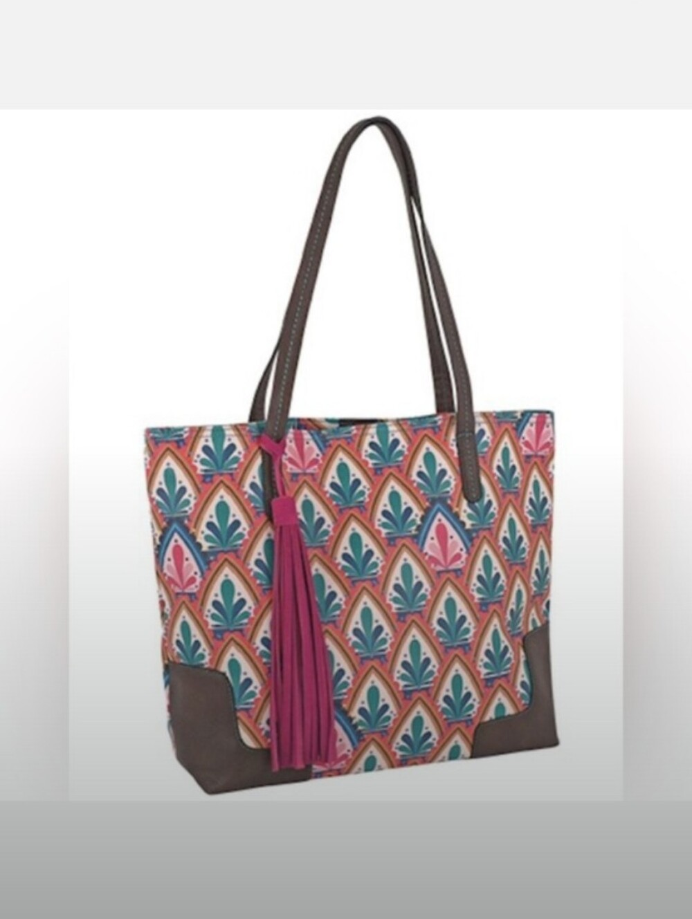 Catchfly-Western Zip Top Tote Bag 🩵🤎
